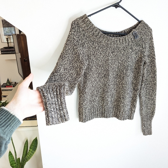 Early 2000s Old Navy Flecked Knit Boat/Off the Shoulder Neck Sweater - Picture 7 of 9